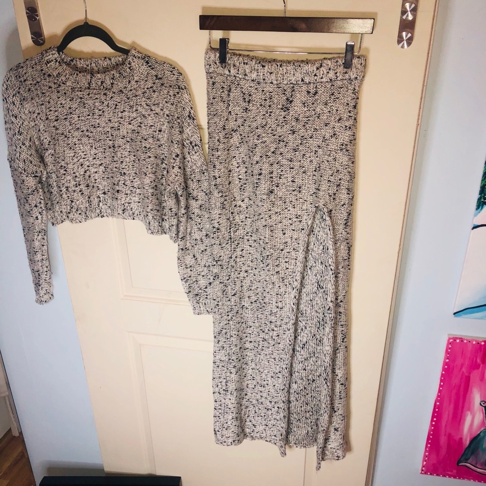 White and black sweater set